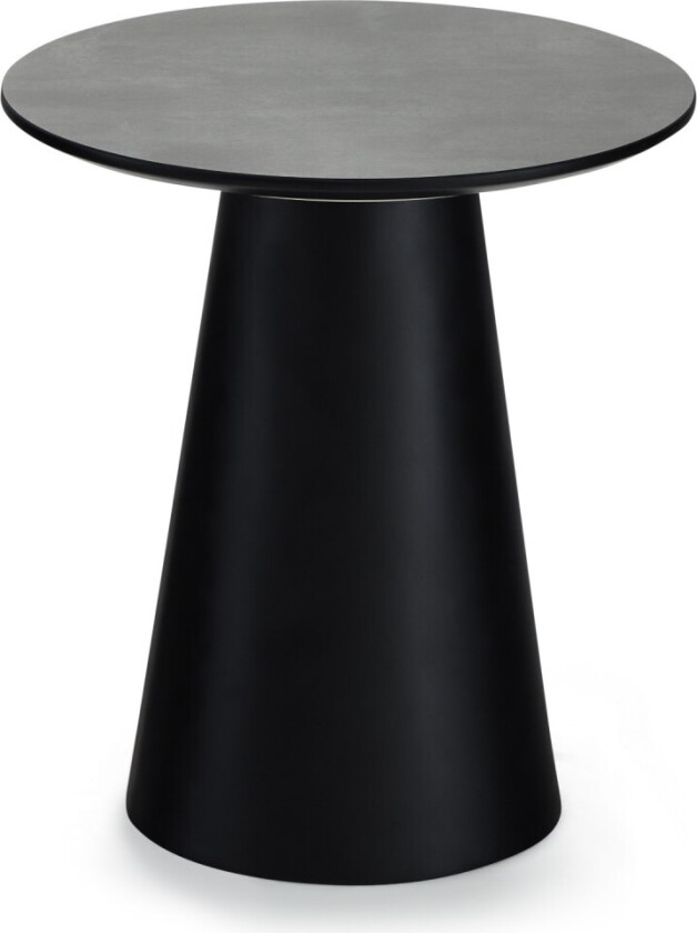 Tango salongbord, rundt - antrasittgrå marmorlook melamin og svart finer (Ø45)