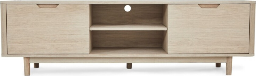 Nyborg TV-bord, m. 2 dører og 3 hyller - hvitoljet eikefiner, eik og tre (180x45)