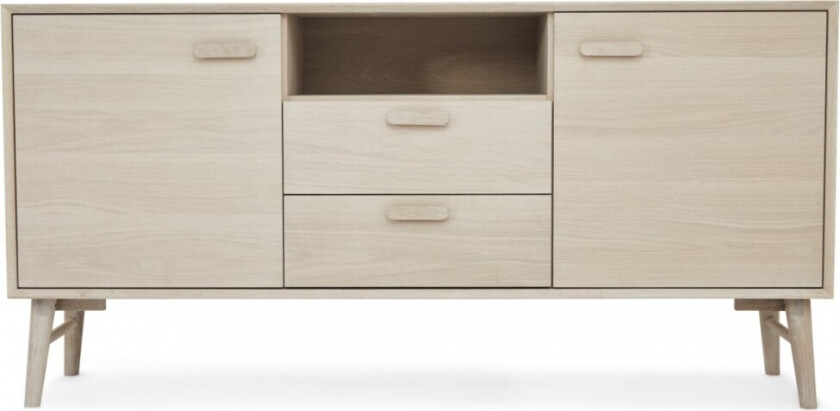 Porto Liten skjenk, m. 2 dører, 2 hyller, 2 skuffer, 1 rom - hvitoljet eikefiner og tre (160x42)