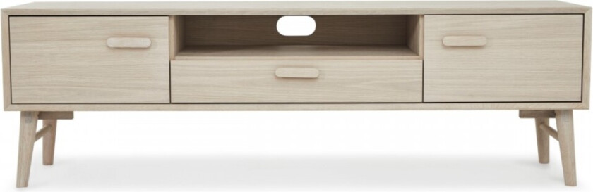 Porto TV-bord, m. 2 dører, 1 skuff, 2 hyller, 1 rom - hvitoljet eikefiner og tre (160x42)