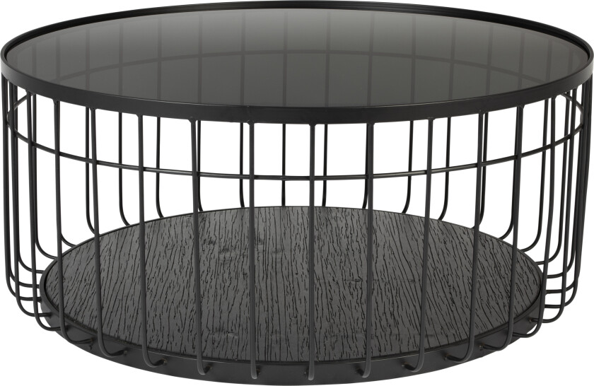 WHITE LABEL LIVING Lance L salongbord, rundt - svart glass og metall (Ø80)