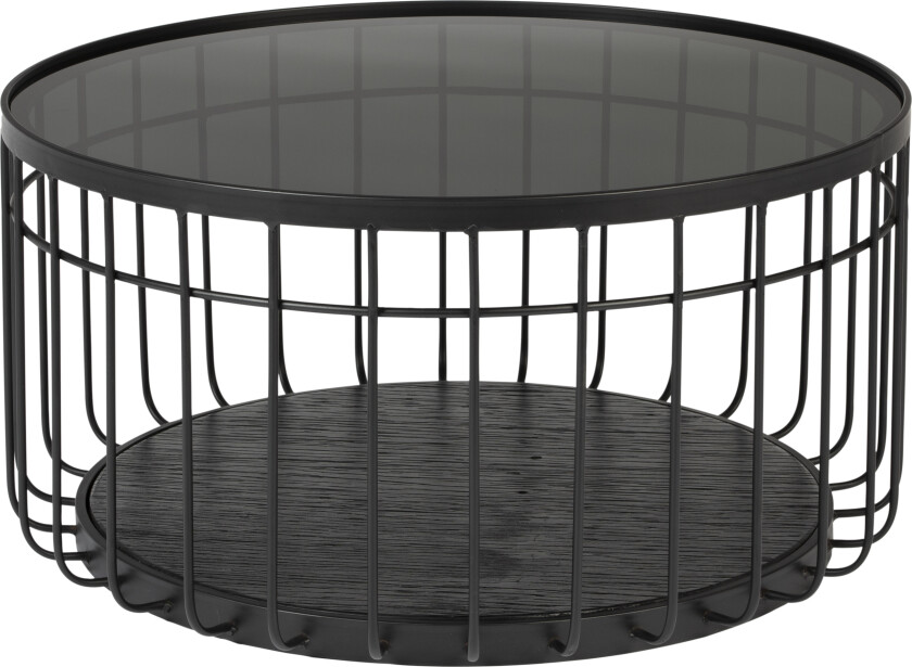 WHITE LABEL LIVING Lance M salongbord, rundt - svart glass og metall (Ø60)