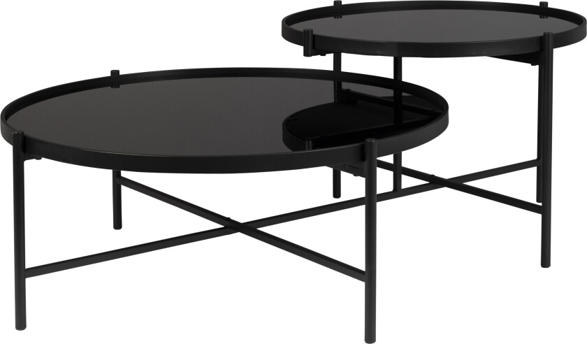 WHITE LABEL LIVING Li salongbord - svart glass og svart metall (122x82)