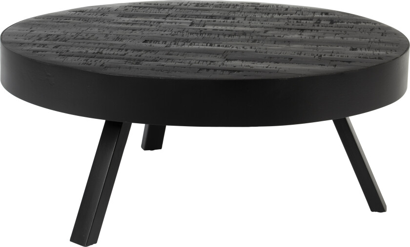 WHITE LABEL LIVING Suri salongbord, stort, rundt - svart teak og svart metall (Ø74)
