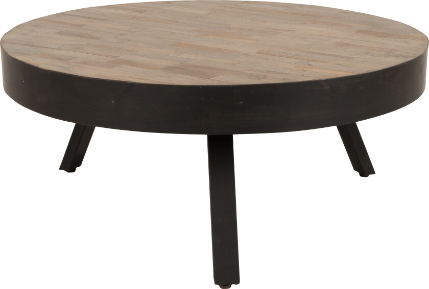 WHITE LABEL LIVING Suri salongbord, stort, rundt - naturlig teak og metall (Ø74)