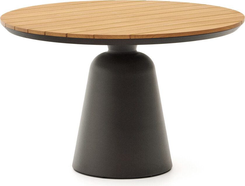 LAFORMA Tudon hagebord, rundt - teak og grå aluminium (Ø120)