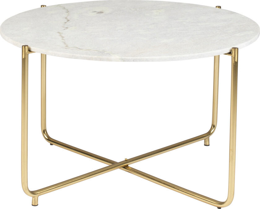 WHITE LABEL LIVING Timpa salongbord, rundt - hvit marmor og gullmetall (Ø70)