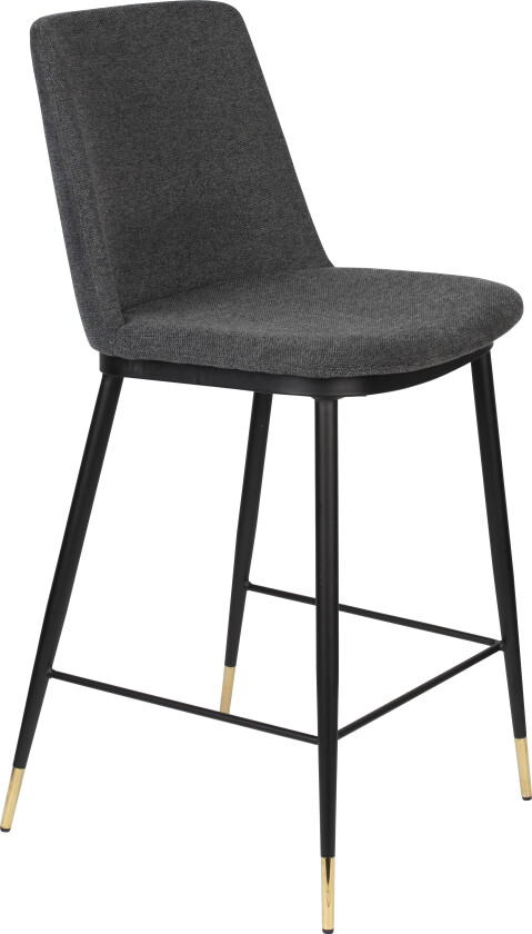 Bilde av WHITE LABEL LIVING Lionel couter stol, med ryggstøtte og fotstøtte - mørkegrått stoff og stål
