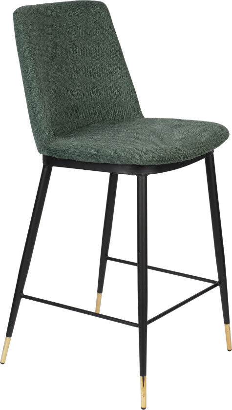 WHITE LABEL LIVING Lionel couter stol, med ryggstøtte og fotstøtte - mørkegrønt stoff og stål
