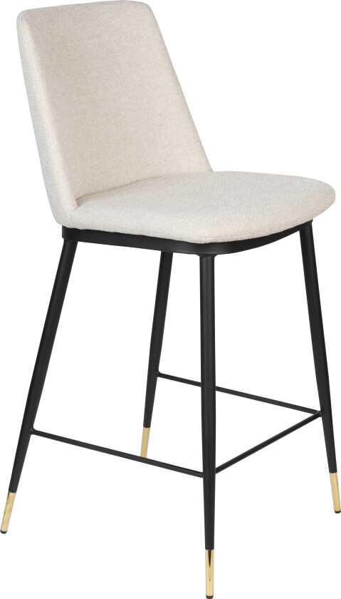 Bilde av WHITE LABEL LIVING Lionel couter stol, med ryggstøtte og fotstøtte - beige stoff og stål