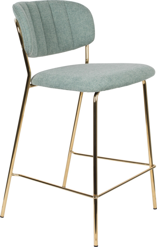 Bilde av WHITE LABEL LIVING Jolien benkestol, med ryggstøtte og fotstøtte - lysegrønn polyester og gullstål