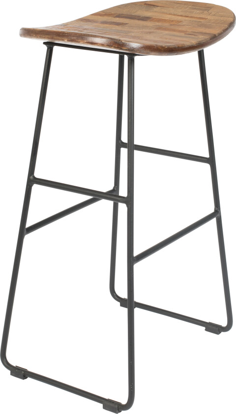 Bilde av WHITE LABEL LIVING Tangle benkestol, med fotstøtte - naturlig teak og stål