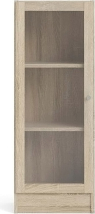 TWILUM Basic reol - klart/naturglass/eik struktur, m. 1 dør og 2 hyller