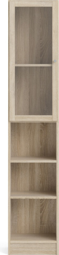 TWILUM Basic reol - klart/naturglass/eik struktur, m. 1 dør