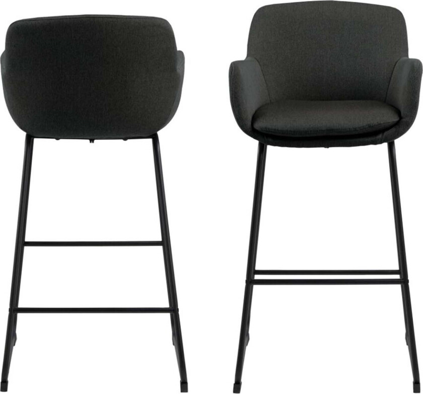 ACT NORDIC Lisa barkrakk, med ryggstøtte, armlener og fotstøtte - mørkegrå polyester og svart metall