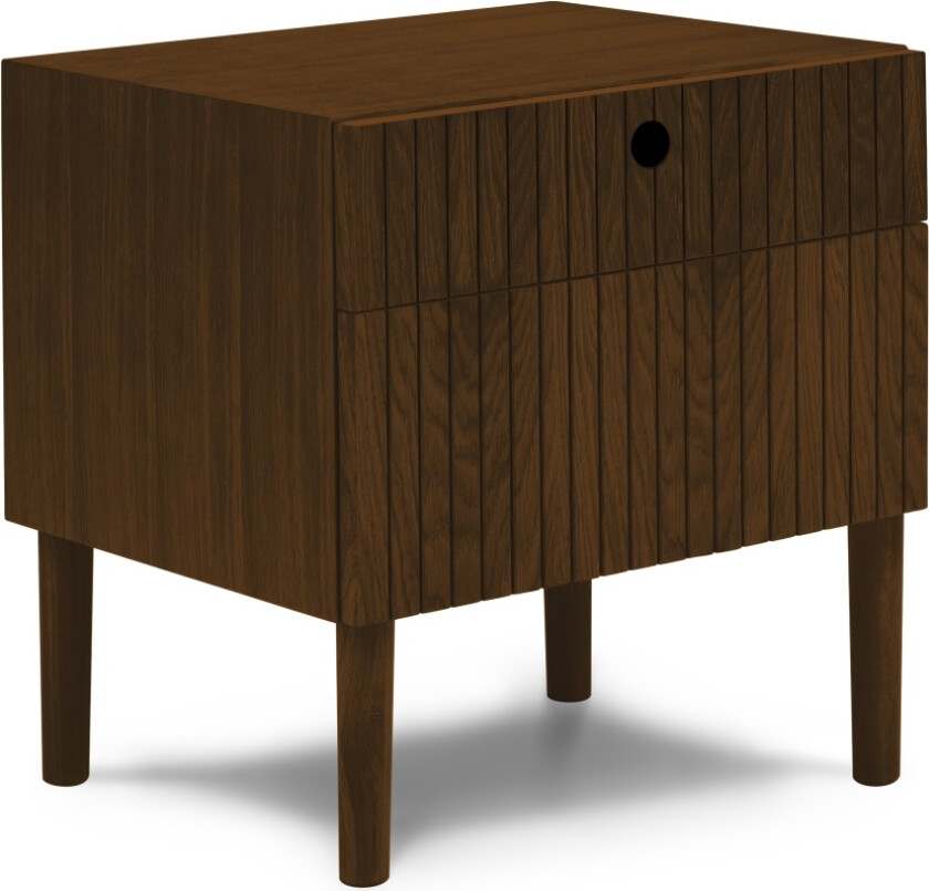 MICADONI Noa nattbord, m. 2 skuffer - brunt tre og brun eik (45x37x51)