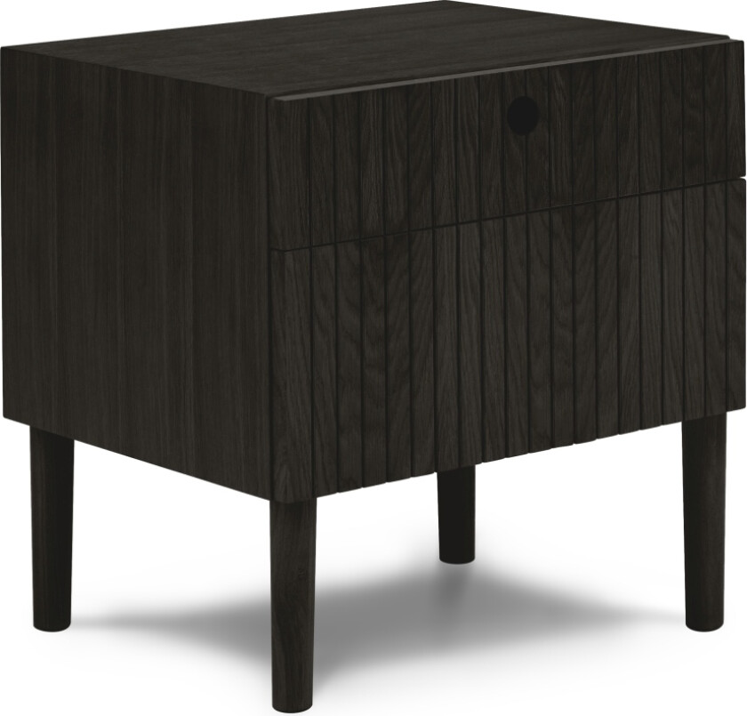 MICADONI Noa nattbord, m. 2 skuffer - svart tre og svart eik (45x37x51)
