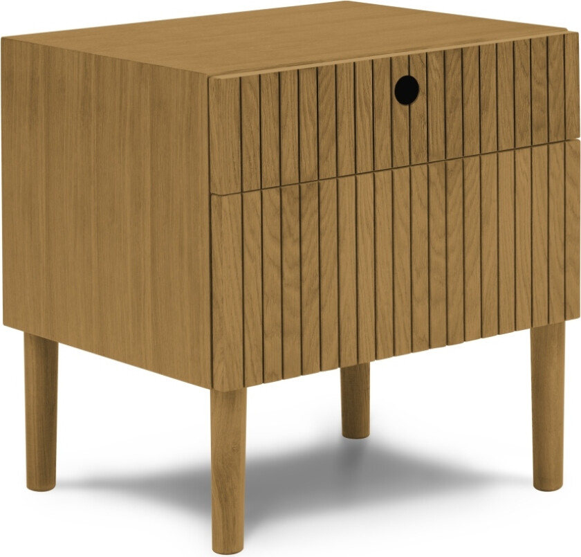 MICADONI Noa nattbord, m. 2 skuffer - naturlig tre og naturlig eik (45x37x51)