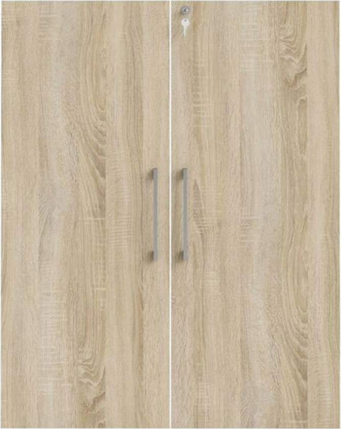 TWILUM Prima dører med lås - eikefarget melamin (sett med 2)