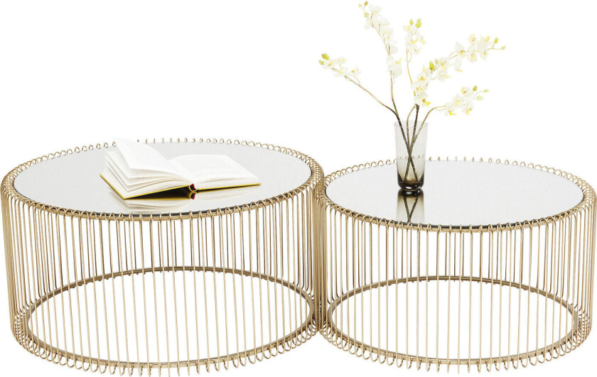 KARE DESIGN Wire Messing salongbord - speilglass/messingstål, rundt (2/sett)