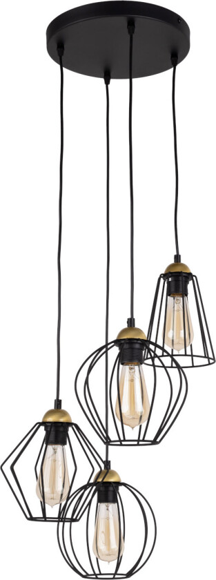 Galaxy loftlampe, m. 4 skjermer - messing og sort metall