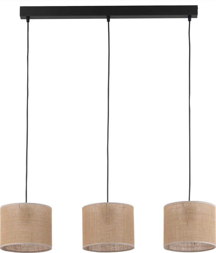 Jute loftlampe, m. 3 skjermer - naturlig jute