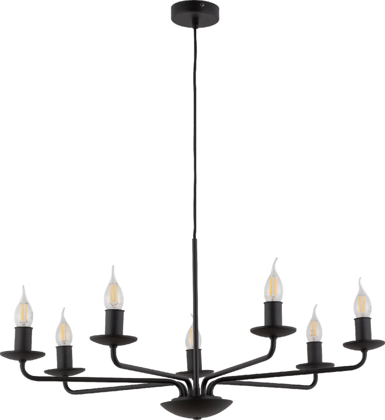 Limal taklampe, med plass til 7 pærer - sort metall