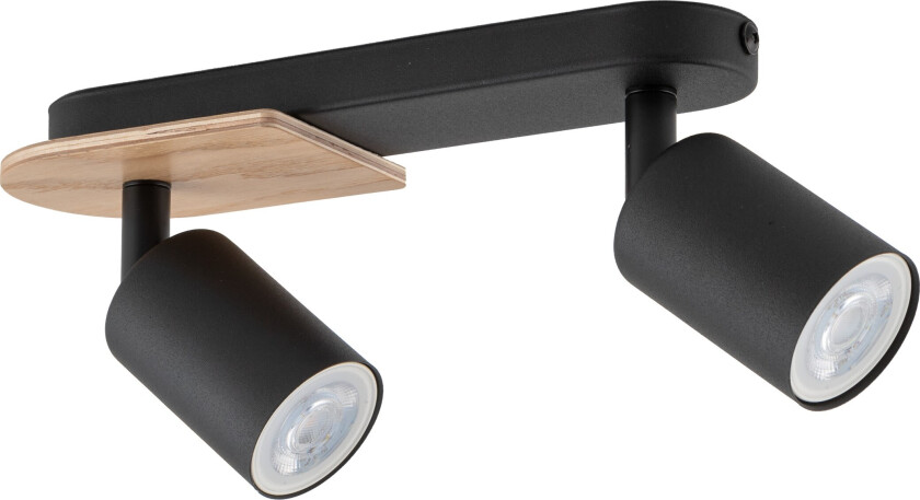 Cover loftlampe, m. 2 skjermer - valnøttfarget tre og sort stål