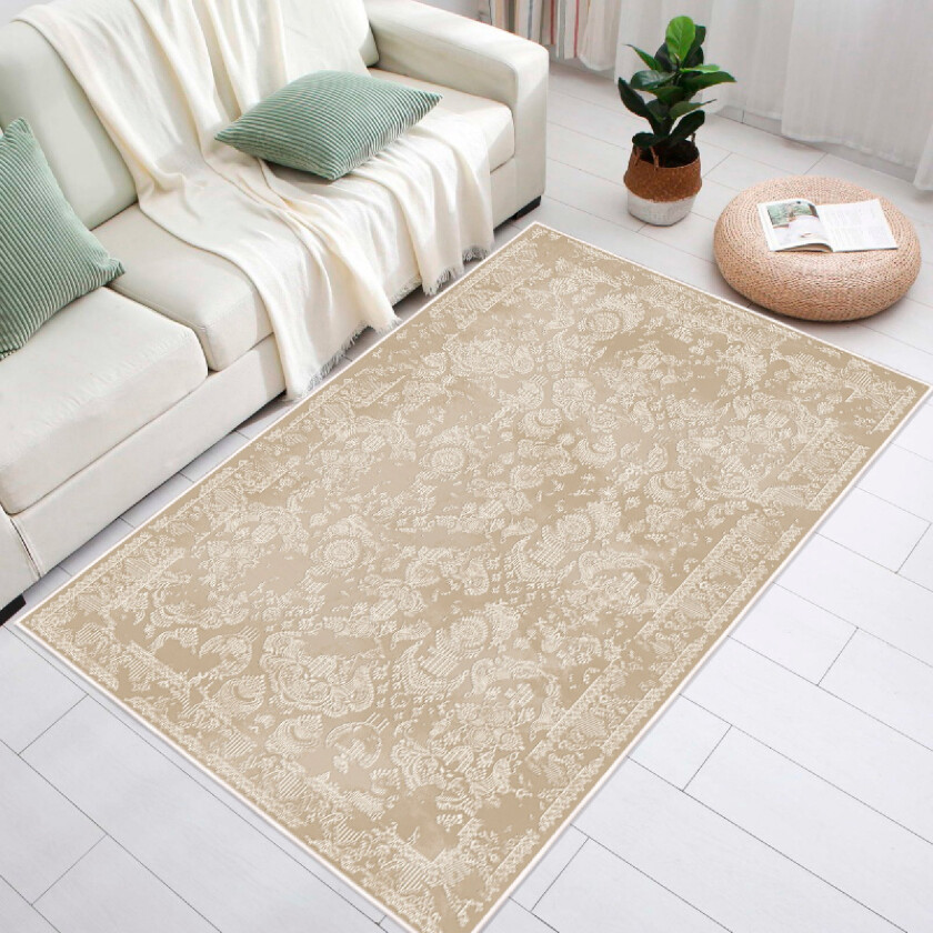 TEPPI EEXFAB797 mønstret teppe, rektangulært - beige bomull (120x180)
