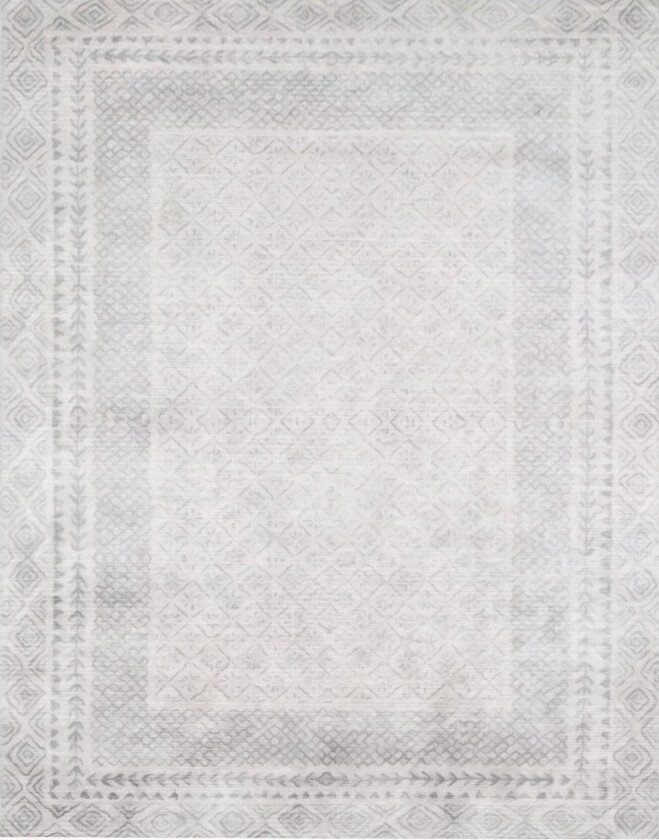 TEPPI WOOBTNY0248 mønstret teppe, rektangulært - grått/flerfarget bomull/chenille (120x180)