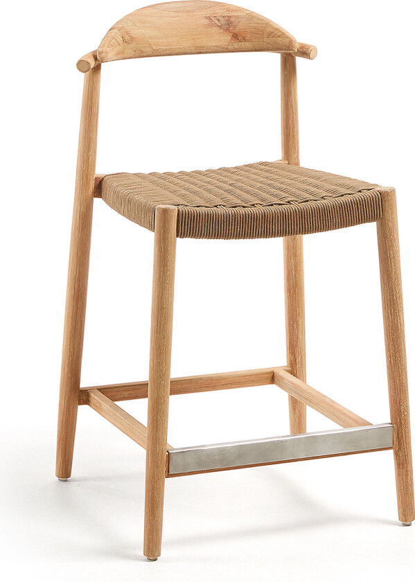 LAFORMA Glynis barstol - beige/naturlig polyester/eukalyptus tre, høy
