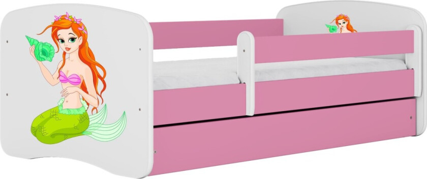 KOCOT KIDS Seng babydreams rosa havfrue med skuff med madrass 140/70