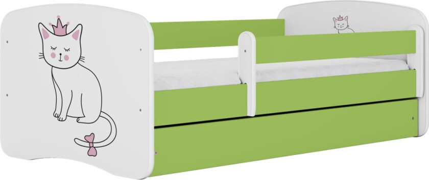 KOCOT KIDS Seng babydreams grønn katt uten skuff med madrass 140/70
