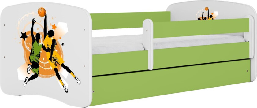 KOCOT KIDS Seng babydreams grønn basketball uten skuff med madrass 140/70