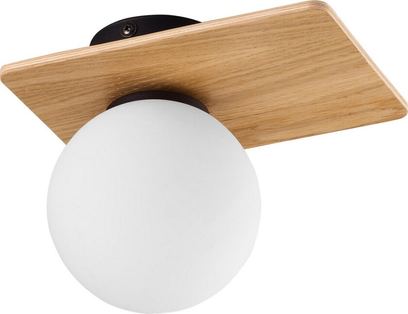 Bianca taklampe - hvitt glass og naturlig tre