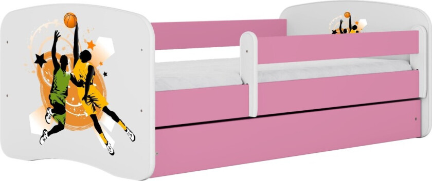 KOCOT KIDS Seng babydreams rosa basketball uten skuff med madrass 140/70