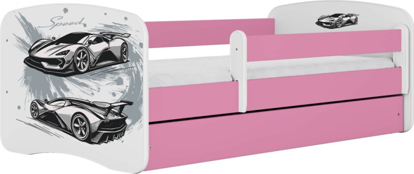 KOCOT KIDS Seng babydreams rosa sportsbil uten skuff med madrass 140/70