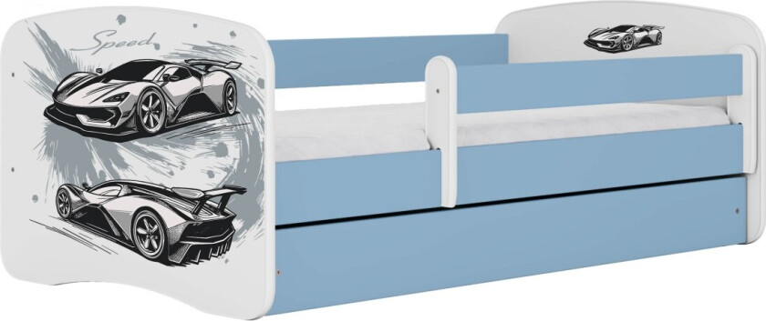 KOCOT KIDS Seng babydreams blå sportsbil uten skuff med madrass 140/70