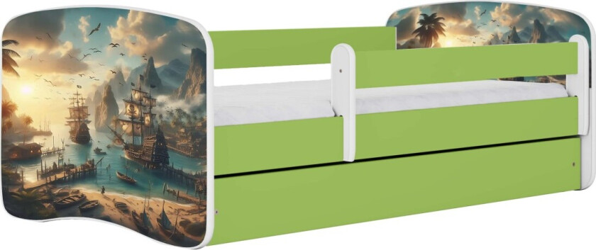 KOCOT KIDS Seng babydreams grønt skip uten skuff med madrass 140/70