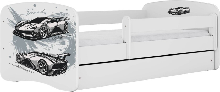 KOCOT KIDS Seng babydreams hvit sportsbil uten skuff med madrass 140/70