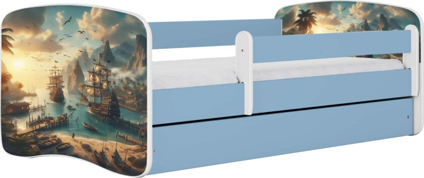 KOCOT KIDS Seng babydreams blått skip uten skuff med madrass 140/70