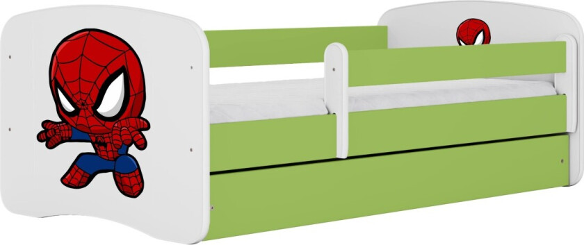 KOCOT KIDS Seng babydreams grønn spiderman uten skuff med madrass 140/70