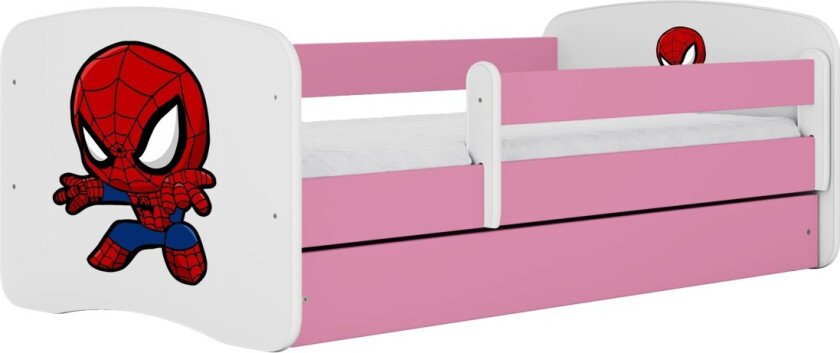 KOCOT KIDS Seng babydreams rosa spiderman med skuff med madrass 140/70