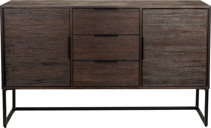 WHITE LABEL LIVING Webster skjenk Høy, m. 2 dører og 3 skuffer - brun gjenvunnet teak og jern