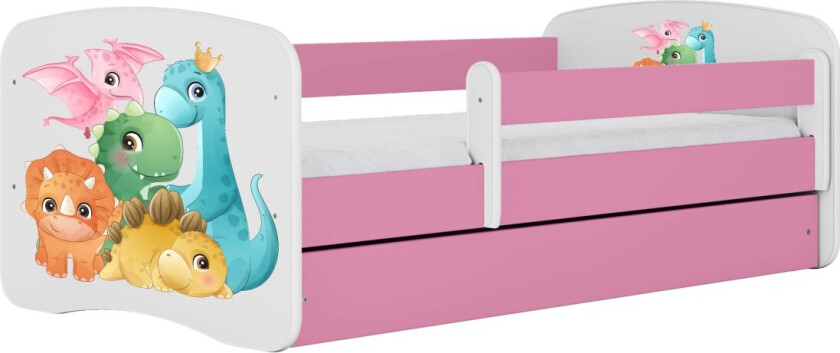 KOCOT KIDS Bed babydreams rosa bittesmå dinos uten skuff med madrass 140/70