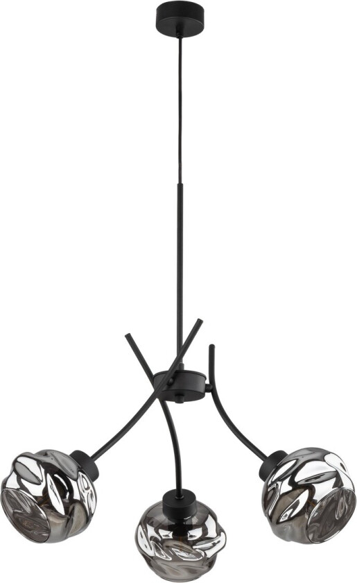 Zulia loftlampe, m. 3 skjermer - glass og sort metall