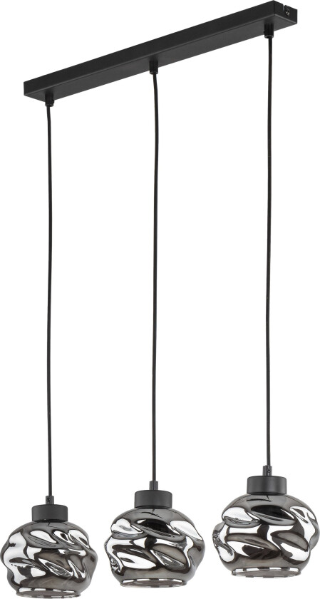 Zulia loftlampe, m. 3 skjermer - glass og sort metall