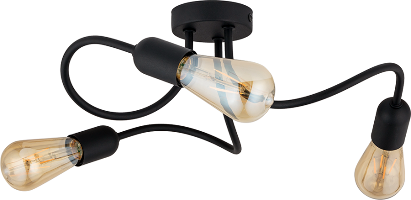 Wave taklampe, med plass til 3 pærer - sort metall