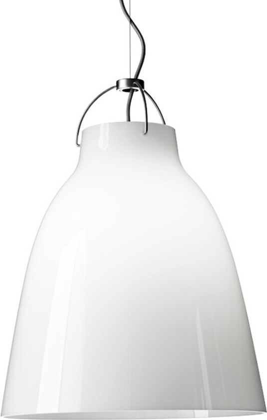 Caravaggio Opal P3 pendel Hvitt opalglass-sølvgrå ledning