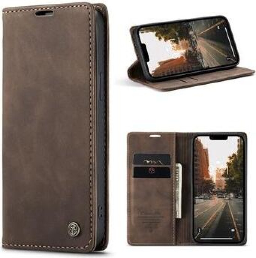 iPhone 15 Caseme 013 Series Lommebok-deksel - Kaffe